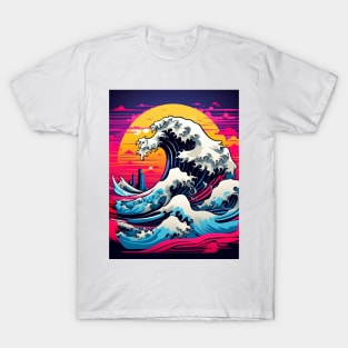 The Great Wave Vaporwave Sunset T-Shirt